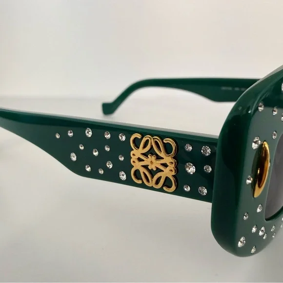 NEW!!! Loewe green sunglasses with crystals LW4114IS 96A Authentic - Picture 3 of 7